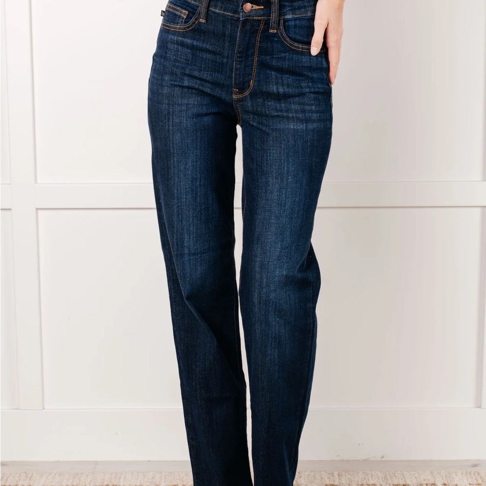 New Judy Blue Classic High Rise Straight Leg Dark Blue Women's Jeans